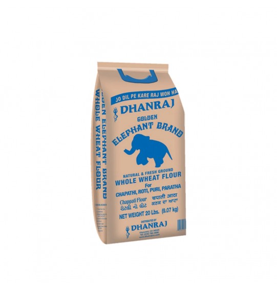 Dhanraj Whole Wheat Flour 20lb (Blue Bag)