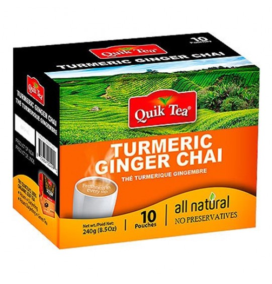 Quik Tea Instant Chai Tuermeric & Ginger 10 Sachets (240GM) (8.5oz)