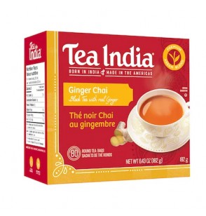 Tea India Ginger Chai 80 Tea Bags Round (6.43oz) 182GM