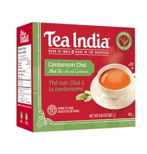 Tea India Cardamom Chai  80 Tea Bags Round (6.43oz) 182GM