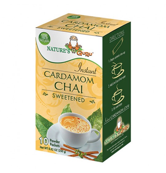 Nature’s Guru Instant Cardamom Chai (Sweetened) 10Packets (250GM) (8.82oz)