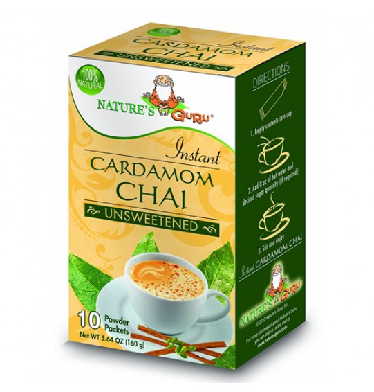 Nature’s Guru Instant Cardamom Chai (Unsweetened) 10Packets (250GM) (8.82oz)