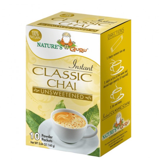 Nature’s Guru Instant Classic Chai (Unsweetened) 10Packets (250GM) (8.82oz)