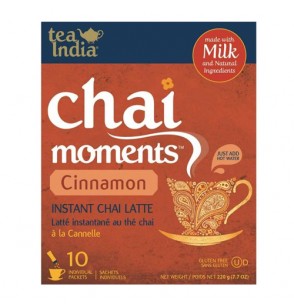 Tea India Chai Moments Instant Cinnamon Chai 10Sachets (Sweetened) 218GM (7.7oz)