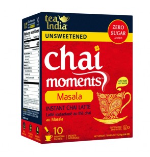 Tea India Chai Moments Instant Masala Chai 10Sachets (Unsweetened) 124GM (4.4oz)