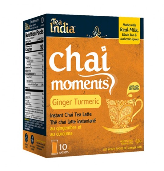 Tea India Chai Moments Instant Ginger Turmeric Chai (Sweetened) 229GM (8.1oz)