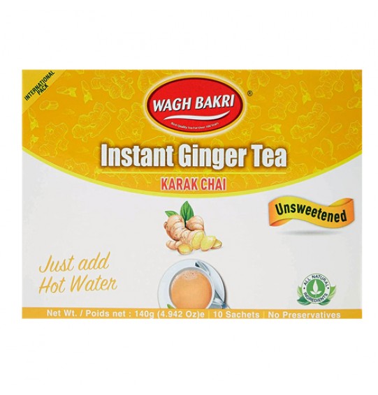 Wagh Bakri Instant Ginger Chai (Unsweetened) 10Sachets 140GM (4.94oz)