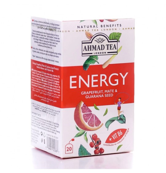 Ahmad Tea London Energy Tea (Grapefruit , Mate & Guarana Seeds) 20 Tea Bags 30GM (1.05oz)