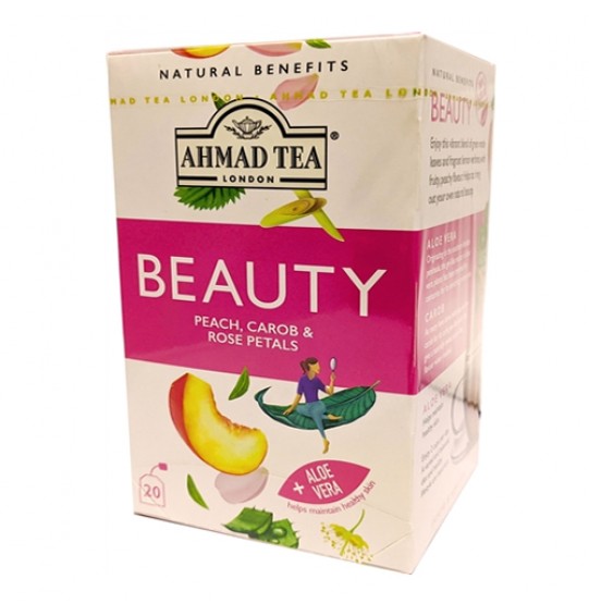 Ahmad Tea London Beauty Tea (Peach , Carob & Rose Petals) 20 Tea Bags 30GM (1.05oz)